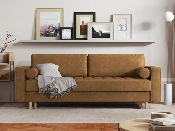 Eco leather sofa brown for living room