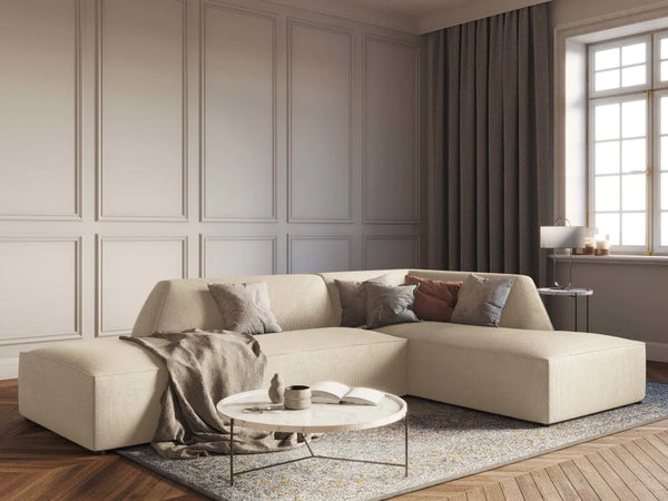 Corduroy beige corner sofa for living room