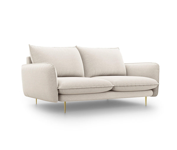 Sofa 2-osobowa VIENNA piaskowy ze złotą podstawą, Cosmopolitan Design, Eye on Design