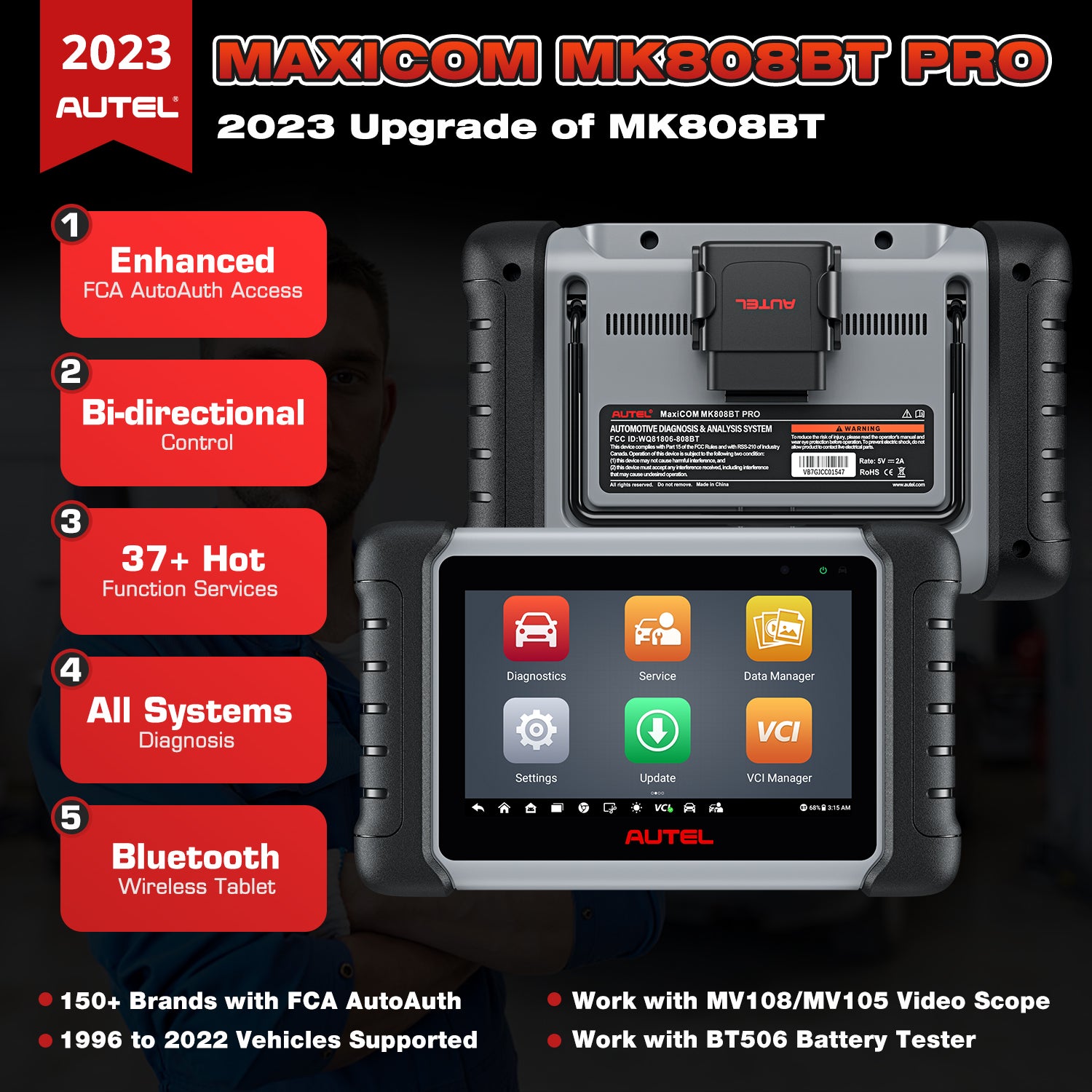 Autel MaxiCOM MK808BT PRO OBD2 Diagnostic Tool