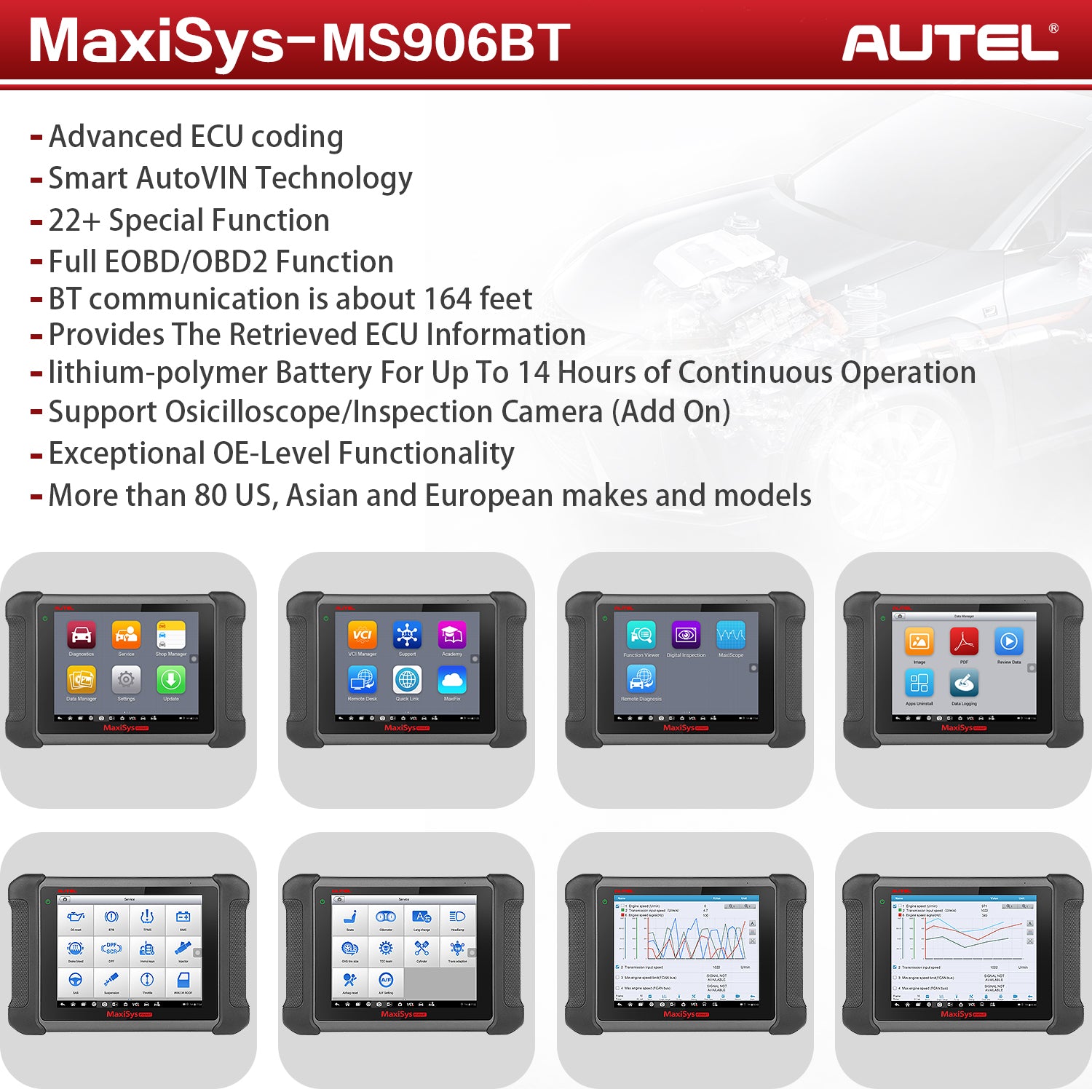 autel ms906bt with mv108 camera features overview