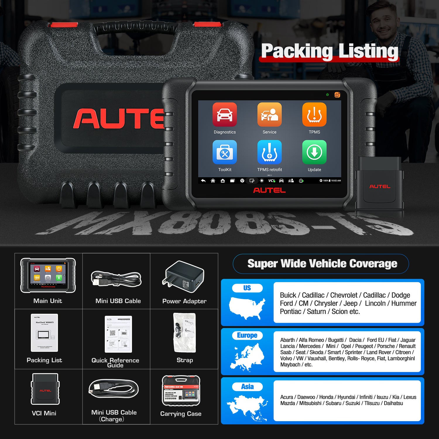 Autel MX808S-TS Package Listing