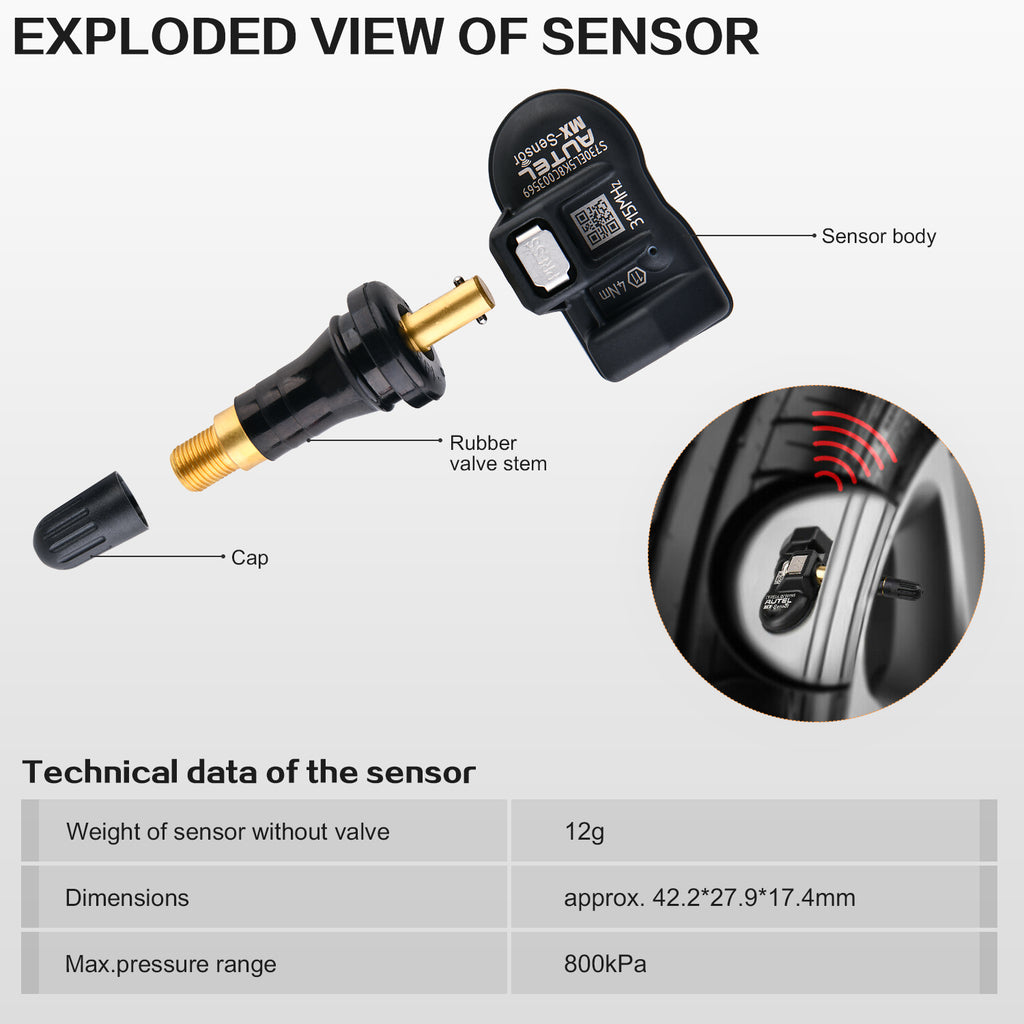 autel mx-sensor details display and technical data