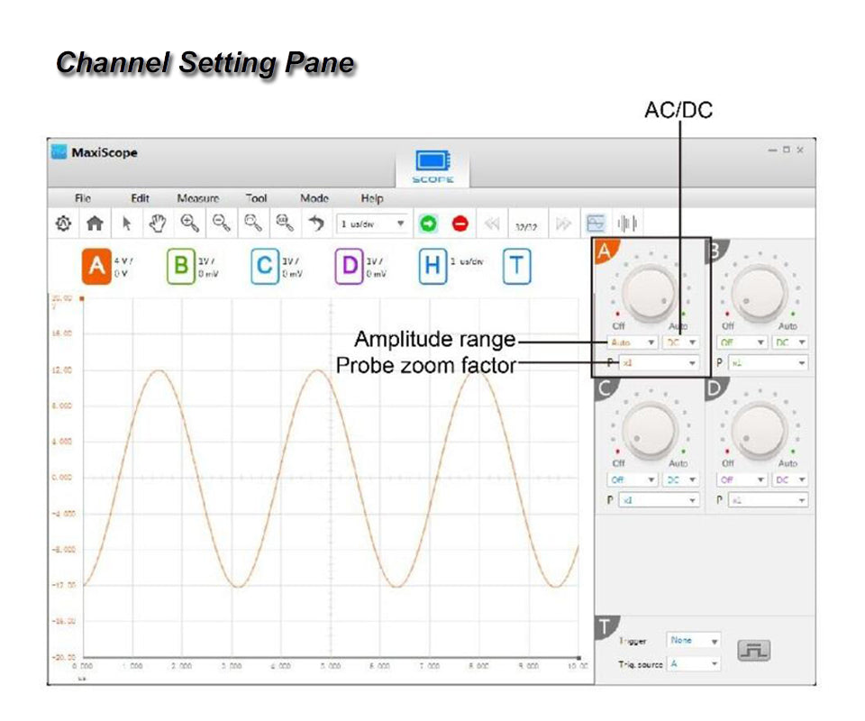 autel mp408 channel setting pane