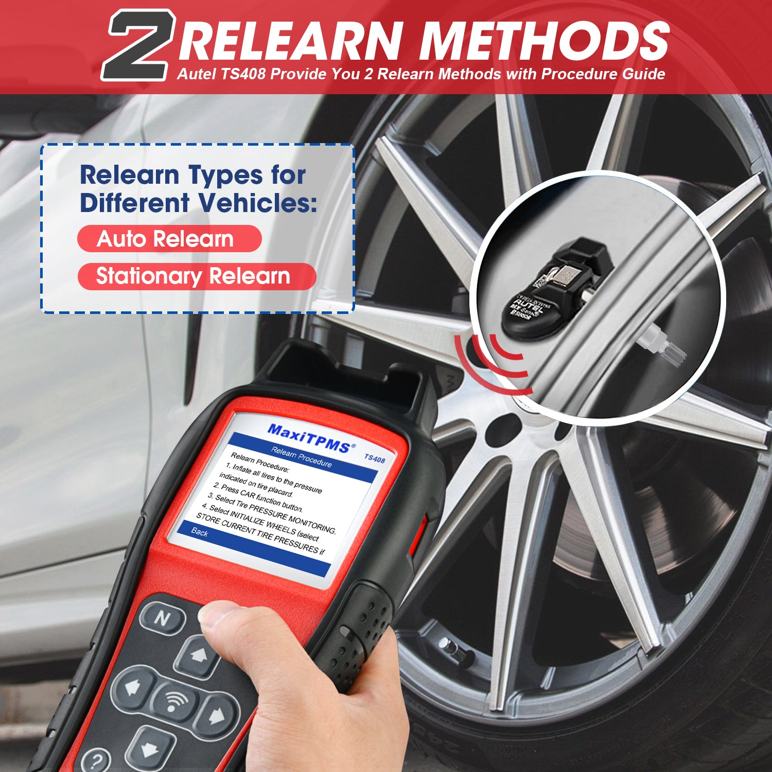 Products
Autel MaxiTPMS TS408 TPMS Service Tool Provides 2 Ways to Relearn New TPMS Sensors