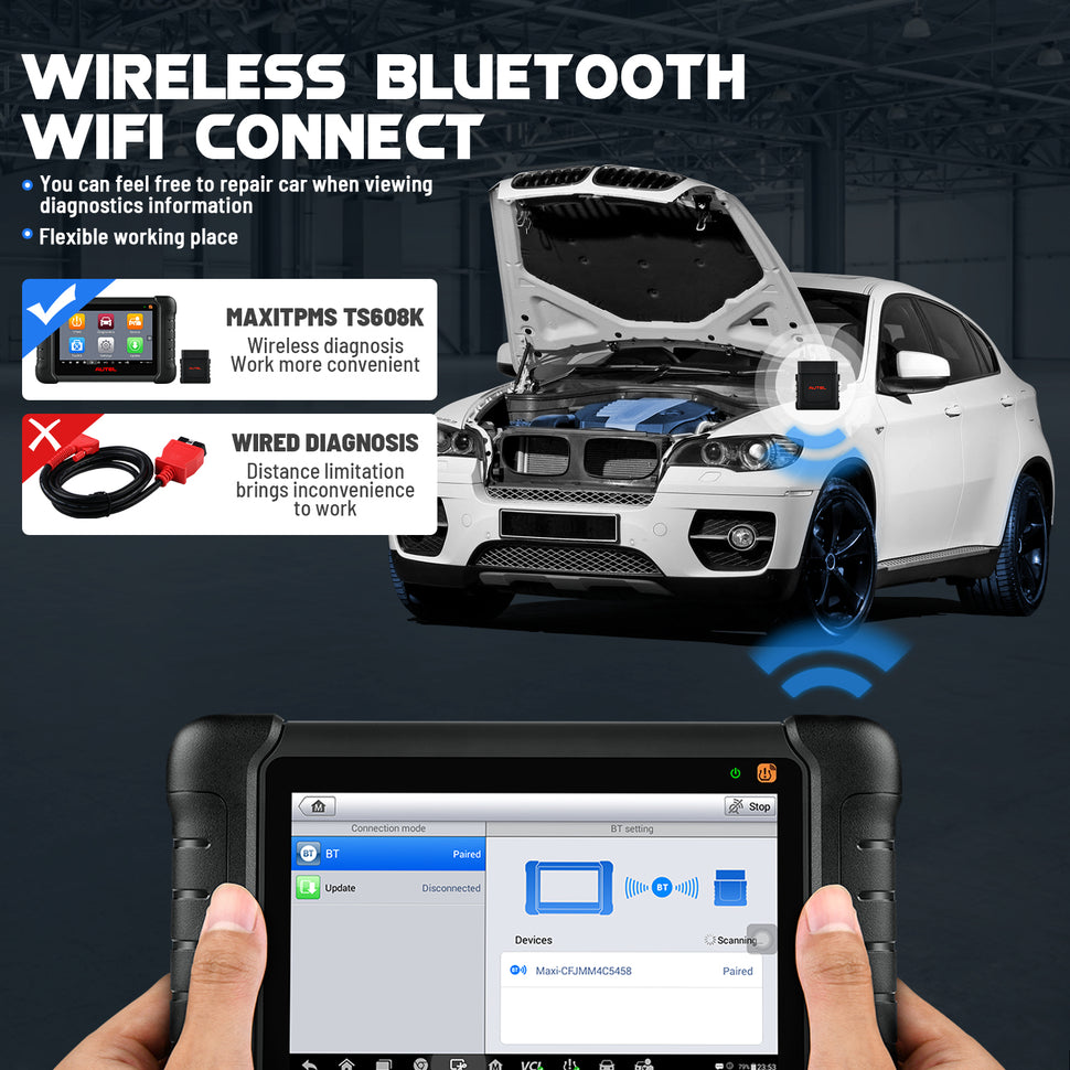 Autel Wirless Diagnostic Scanner Maxitpms ts608 support bluetooth connect