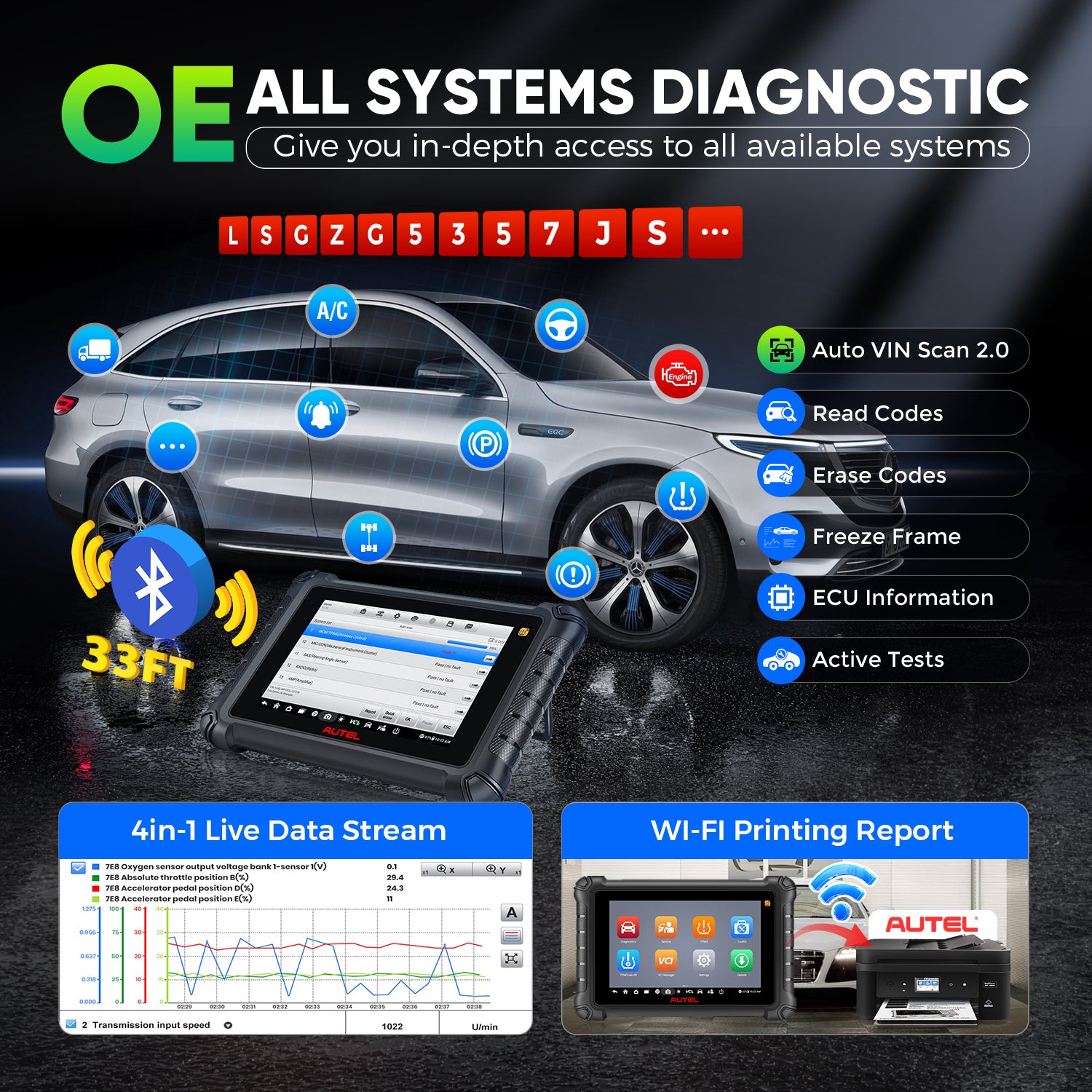 Autel MaxiCheck MX900TS MX900-TS All System Diagnostic Scanner with OE All System Diagnostic