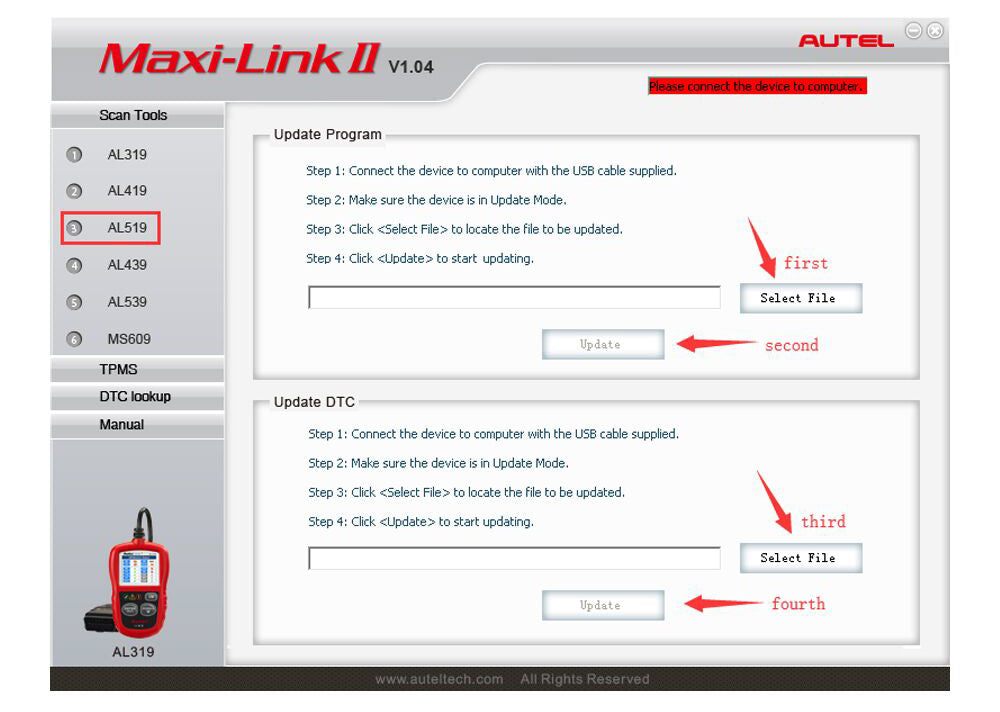 autel al519 obd ii scan tool Change Language