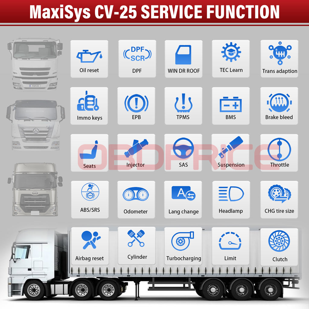 Autel MS908CV Scanner Maxisys CV Heavy Duty Truck Diagnostic Tool with 25 advanced service