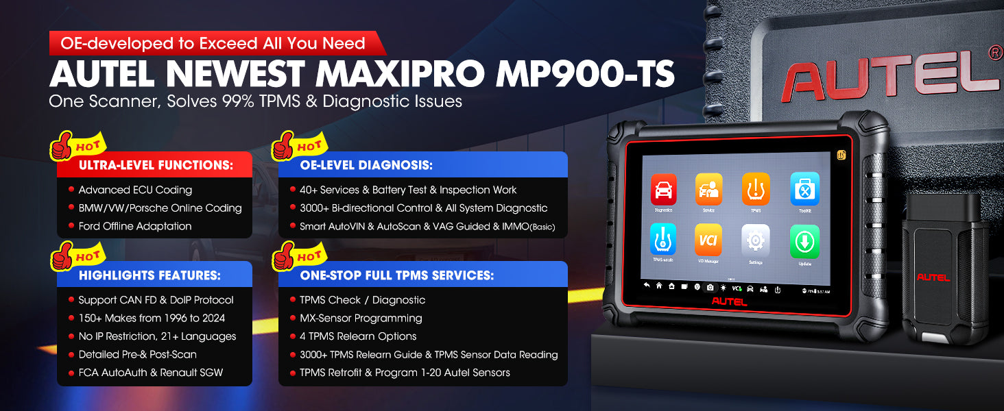 Autel MaxiPRO MP900TS TPMS Relearn Reset Programming Tool