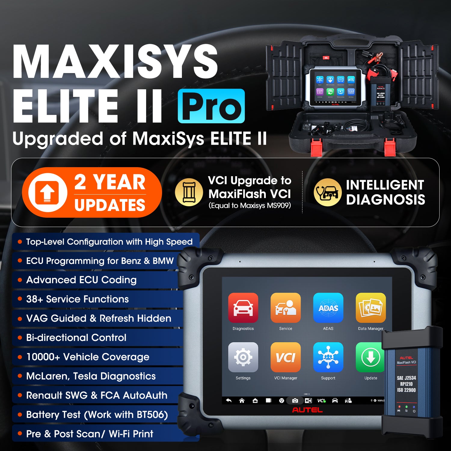 2023 New Autel MaxiSys Elite II Pro Scanner, 2 Years Free Update ($2590  Value), New Version of MS909/ MS919/ Ultra, Exclusive Intelligent  Diagnostic