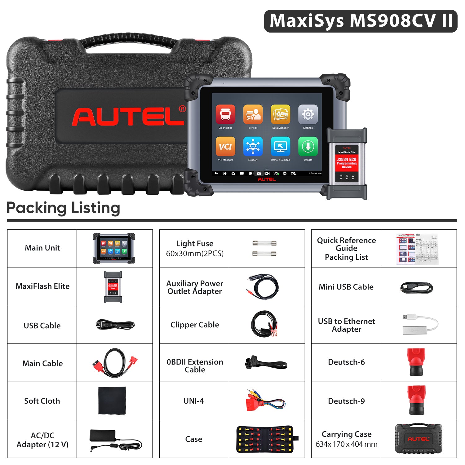 Autel Maxisys MS908CV II Packing List