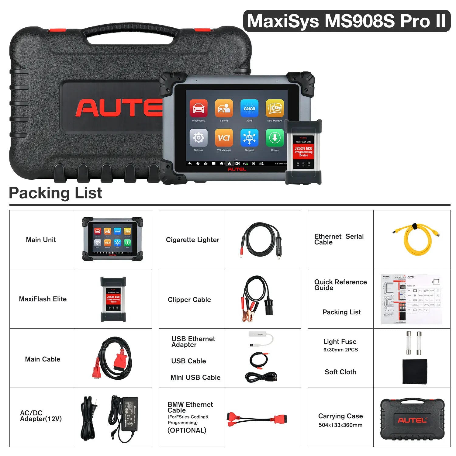 Autel MaxiSYS MS908S Pro II Package List