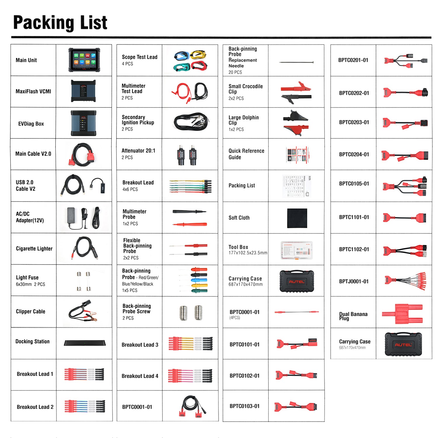 Autel Maxisys Ultra EV Package List