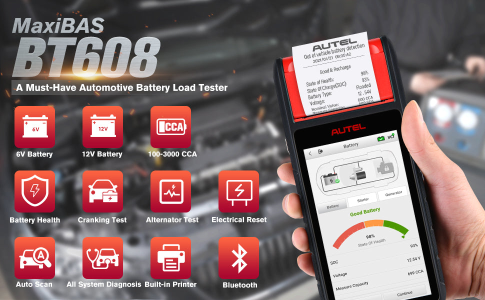 Autel MaxiBAS BT608 battery and electrical analysis