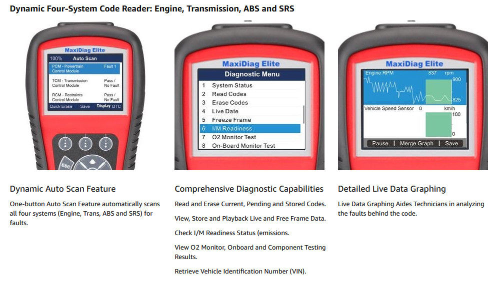 Autel MD802 diagnostic functions