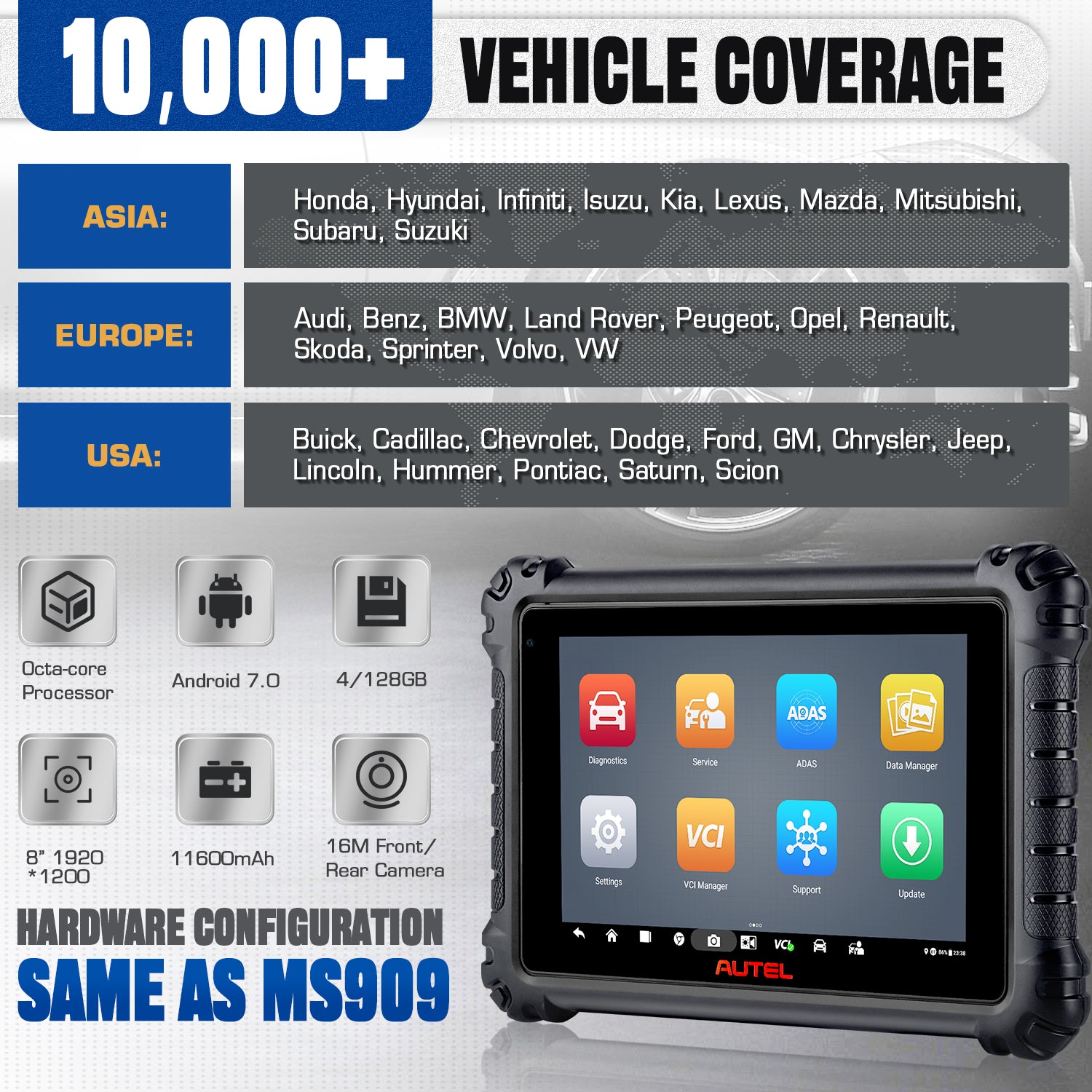 Autel Maxisys MS906 Pro Automotive Scanner Cover 10000+ Vehicles