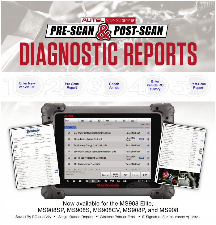 Pre-scan and Post-scan Reports for Autel MaxiSys