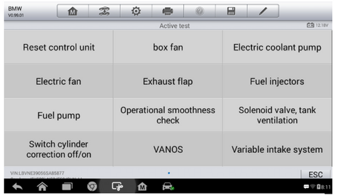 Sample Active Test Screen