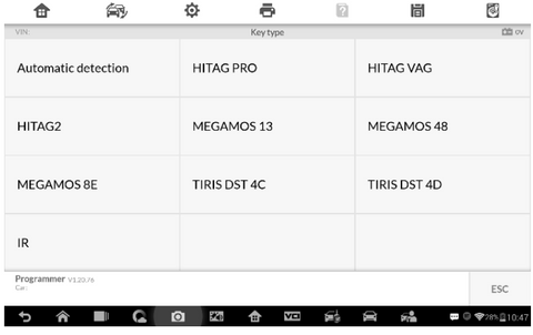 Sample Key Select Screen