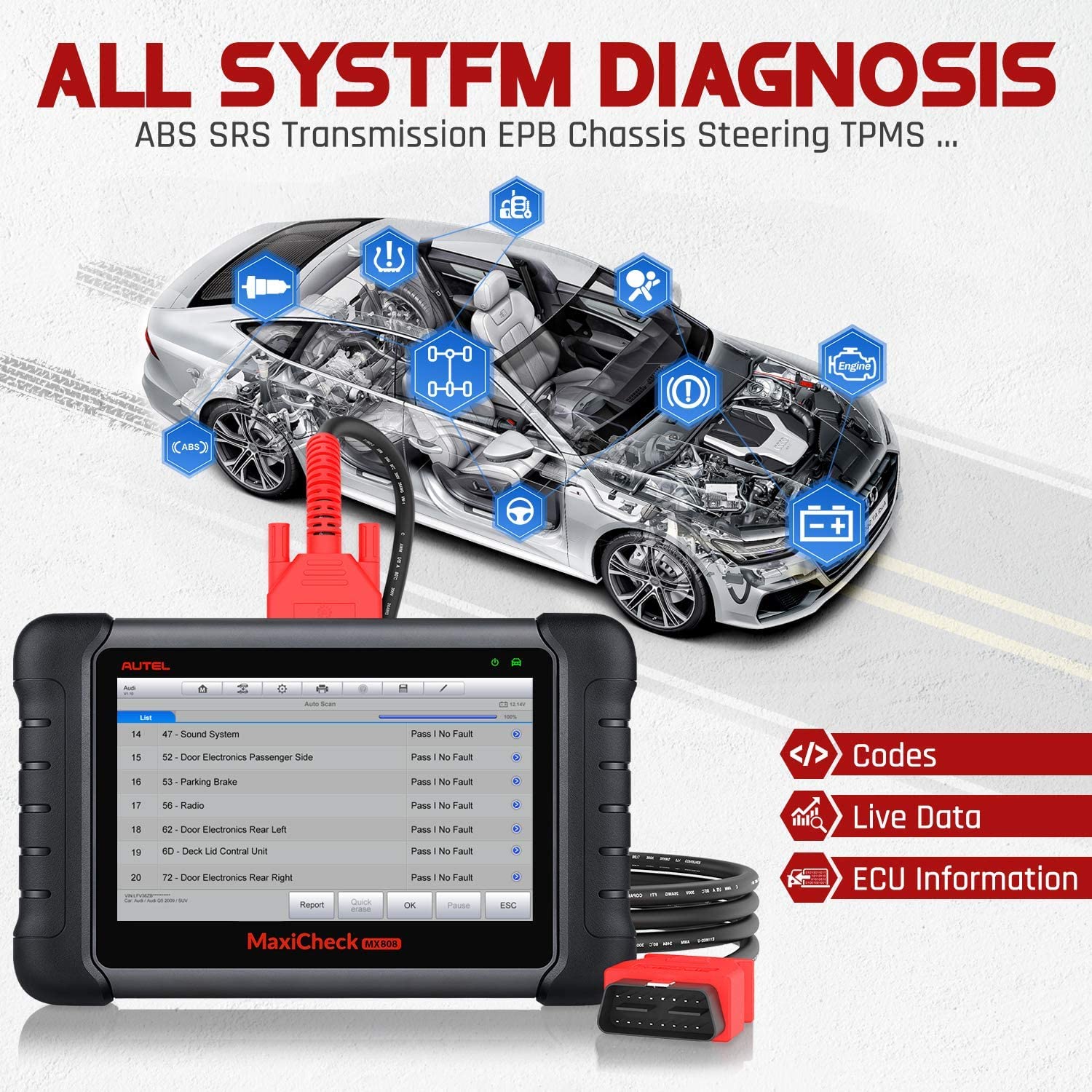 Autel Scanner Maxicheck MX808 Full Featured Diagnostic Scan Tool