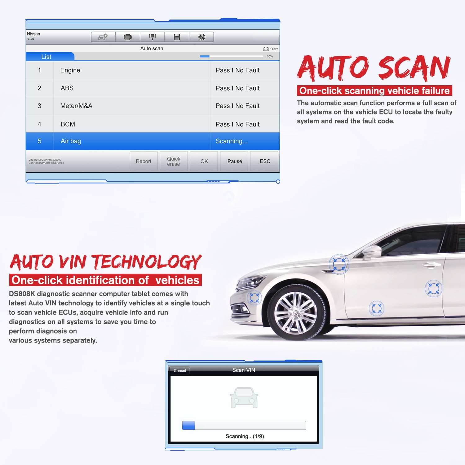 Autel MaxiDAS DS808K Car Scanner With Latest Auto VIN Technology