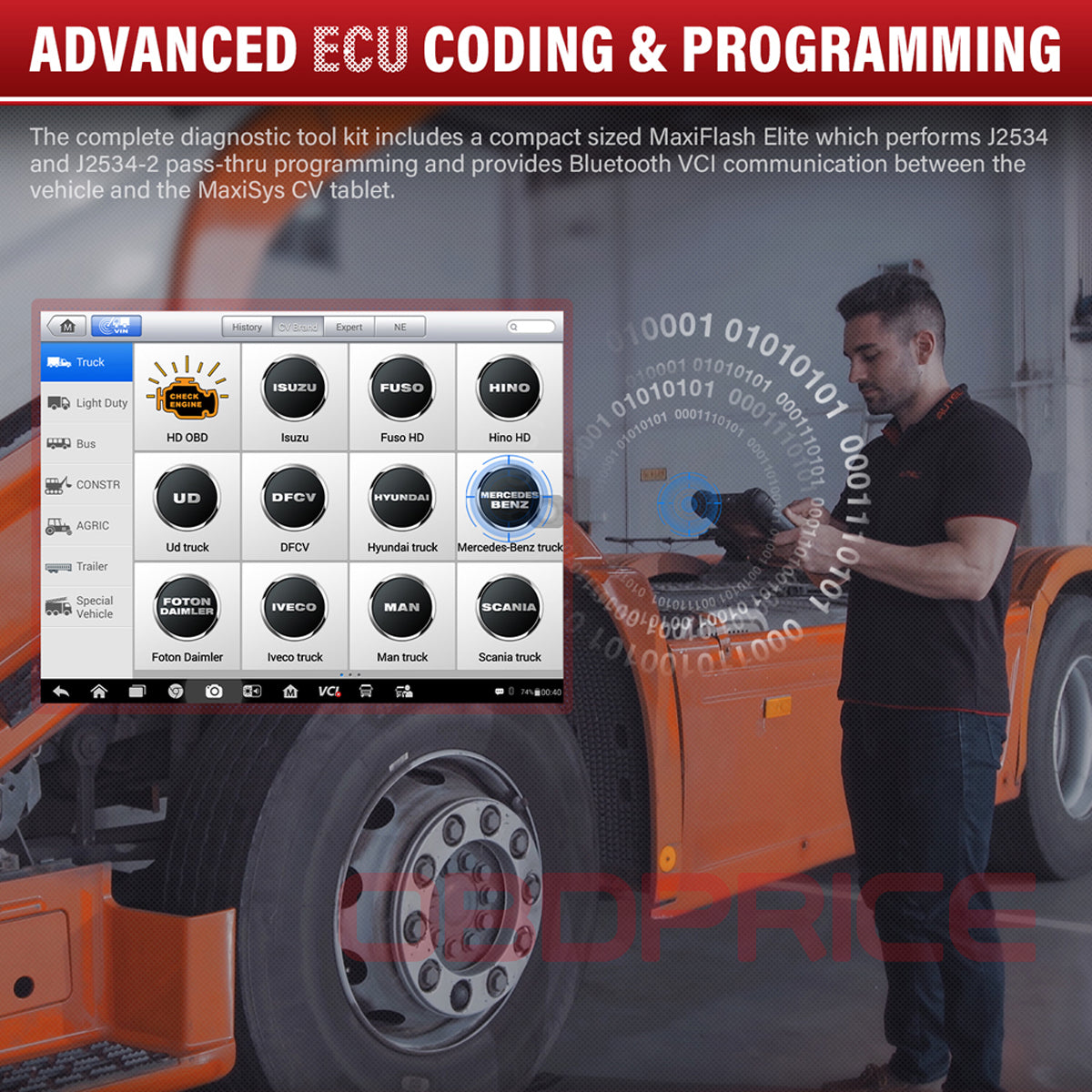 Autel MS908CV Scanner Maxisys CV Heavy Duty Truck Diagnostic Tool with ecu programming functions