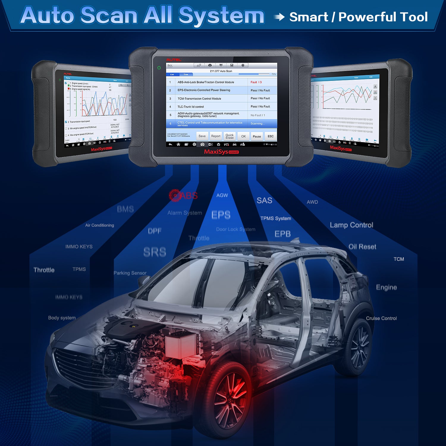 autel ms906bt all system diagnostic scanner with mv108 camera