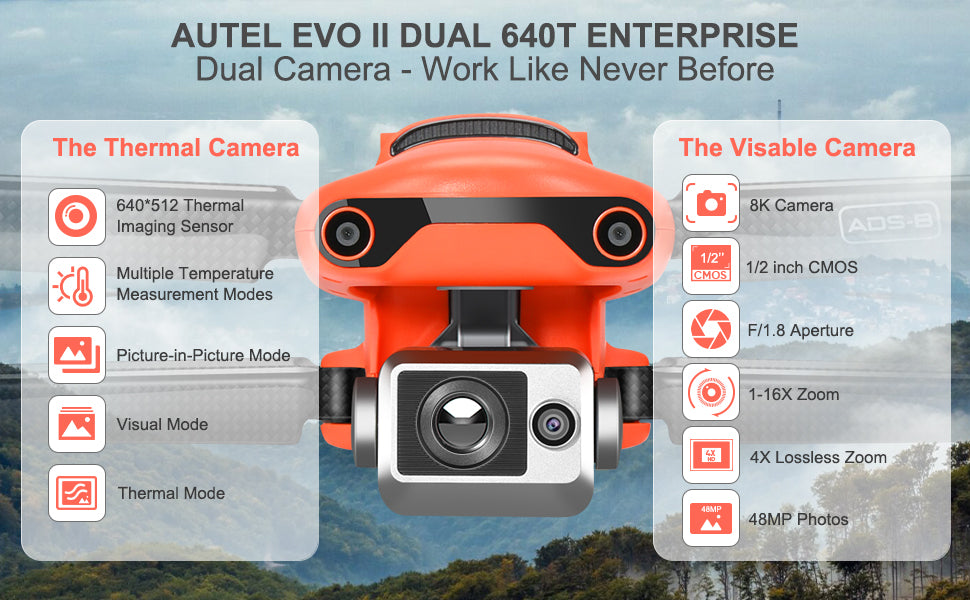 Autel Dual 640t thermal Sensor Camera - 8K and IR Camera