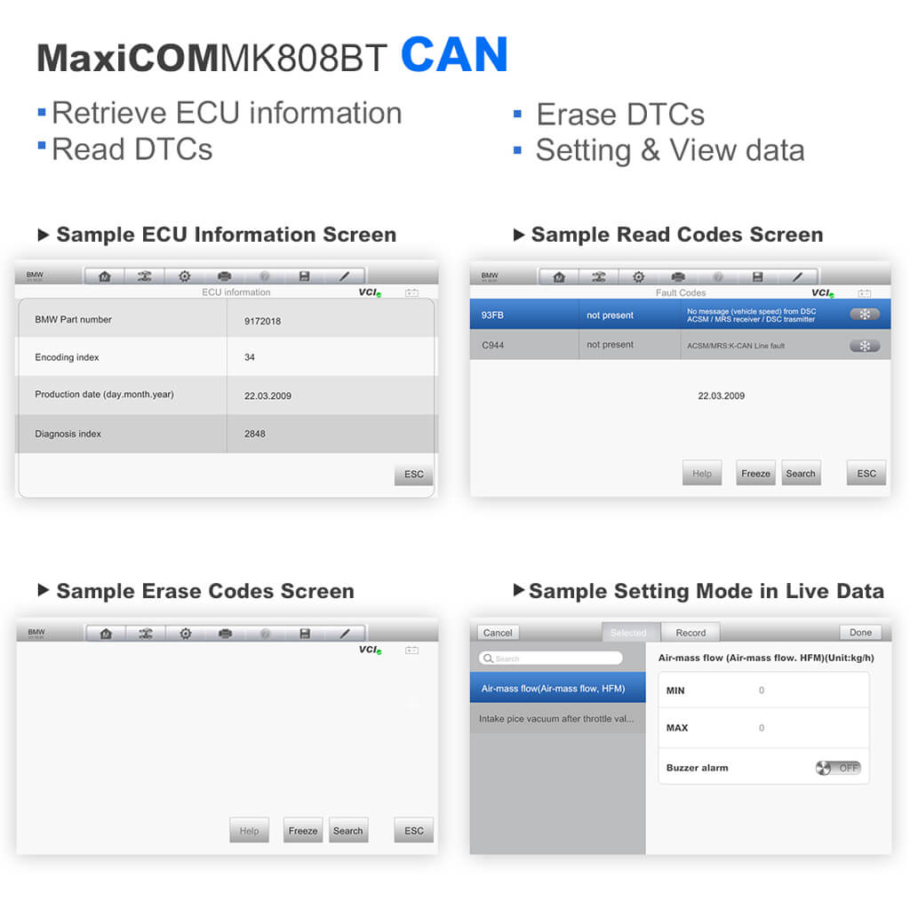 mk808bt professional scan tool suport read DTCs and advanced diagnostic