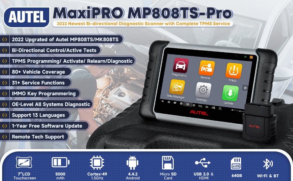 Autel Scanner with TPMS Autel MaxiPro MP808TS Pro Diagnostic TPMS Service Tool