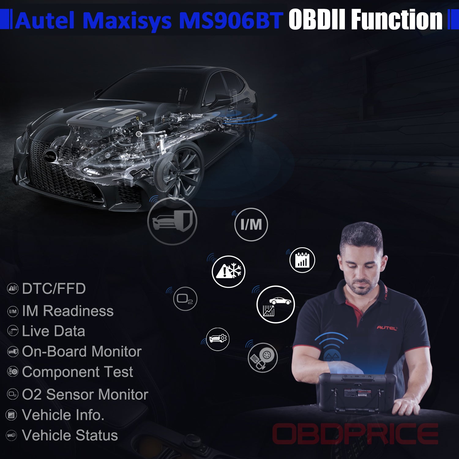 Autel Maxisys MS906BT Bluetooth OBD2 Diagnostic Tool complete obd2 functions