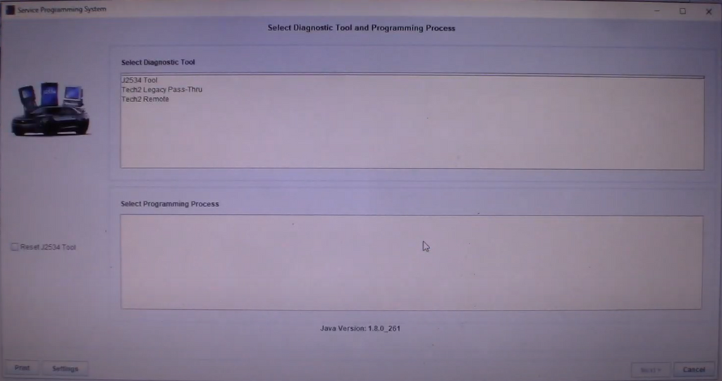 select diagnostic tool and programming process