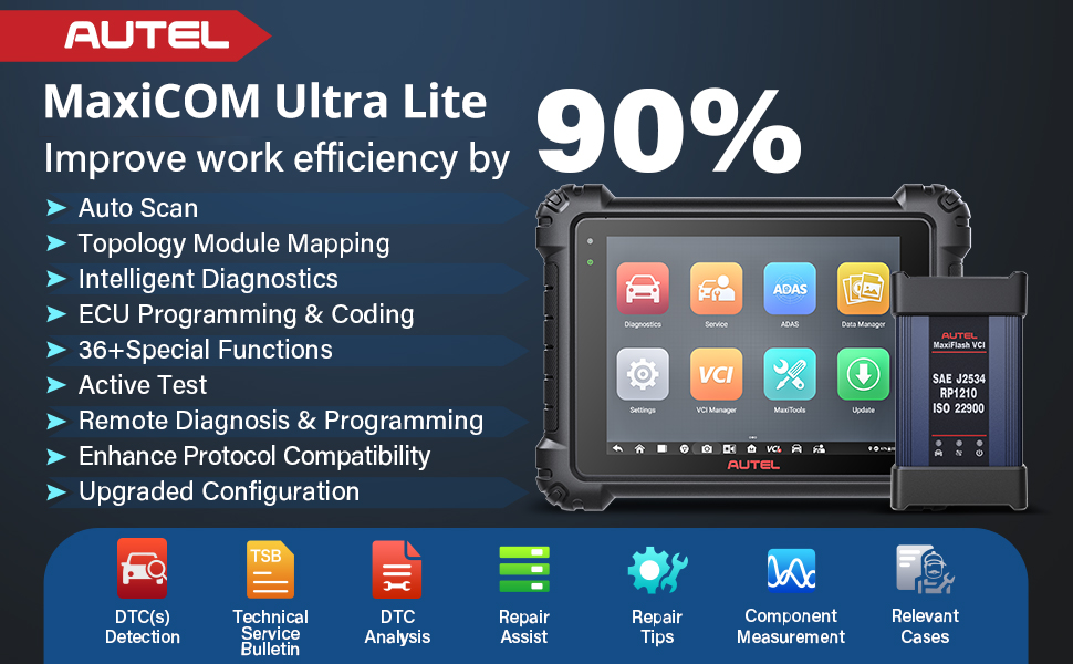 Escáner de diagnóstico inteligente Autel MaxiCOM Ultra lite Descripción general de todas las funciones