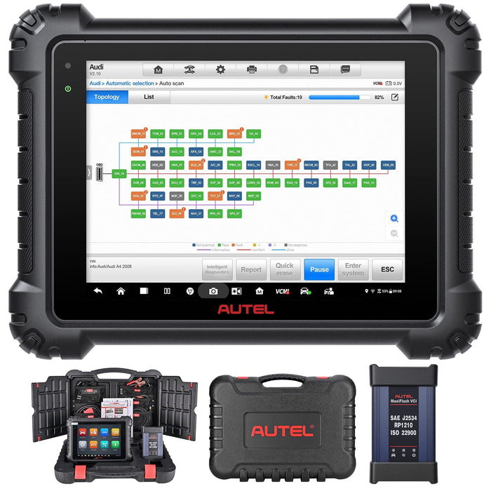 Autel MaxiSys MS909 Intelligent Diagnostic Scanner Same as Ultra/ MS919 with Topology Module Mapping, J2534 ECU Programming & Coding, Bi-Directional Control, 36+ Special Services