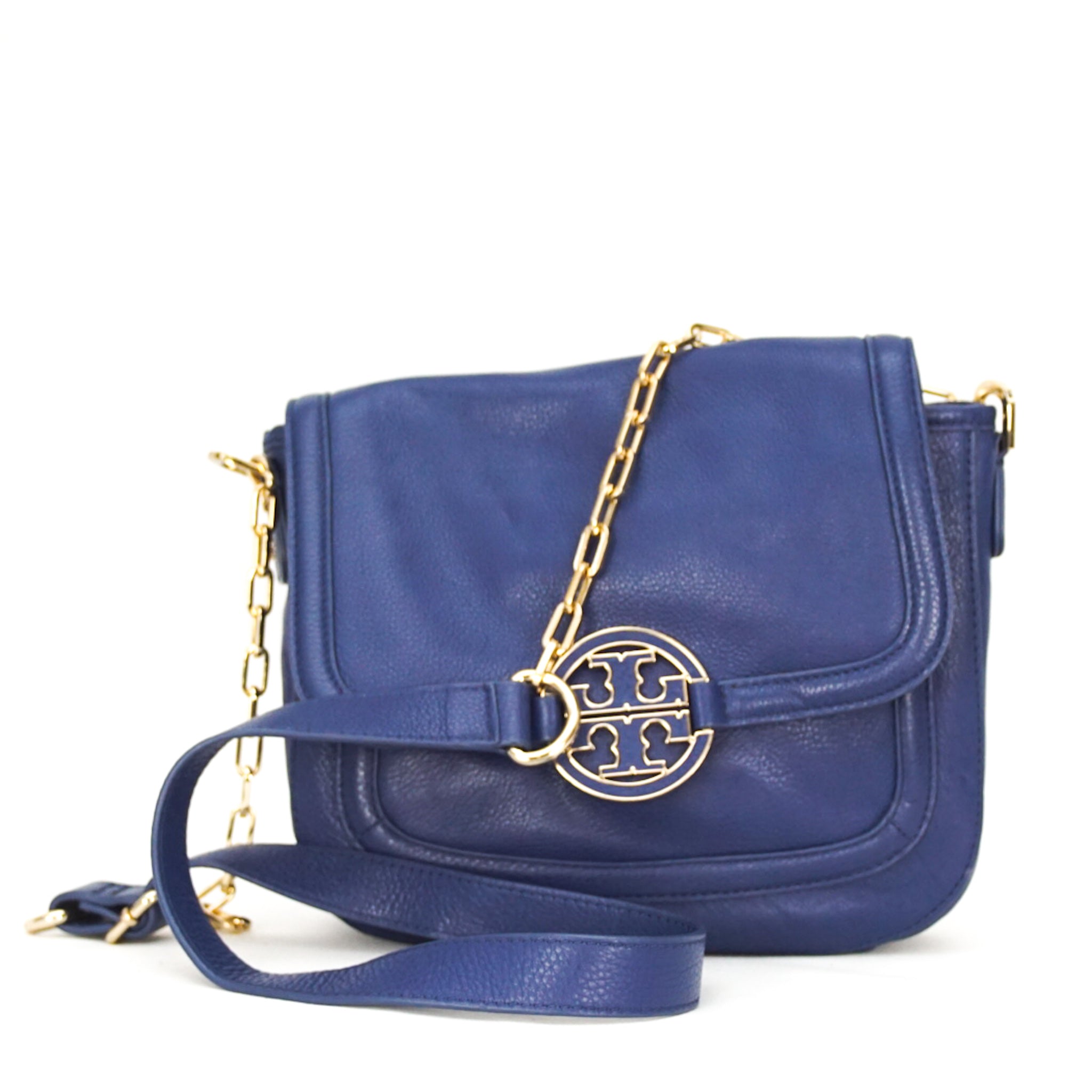 Tory Burch Small Navy Leather Crossbody Bag | Lou's Closet