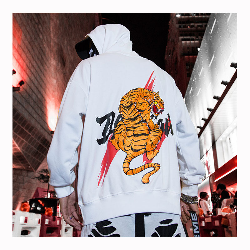 embroidered tiger hoodie