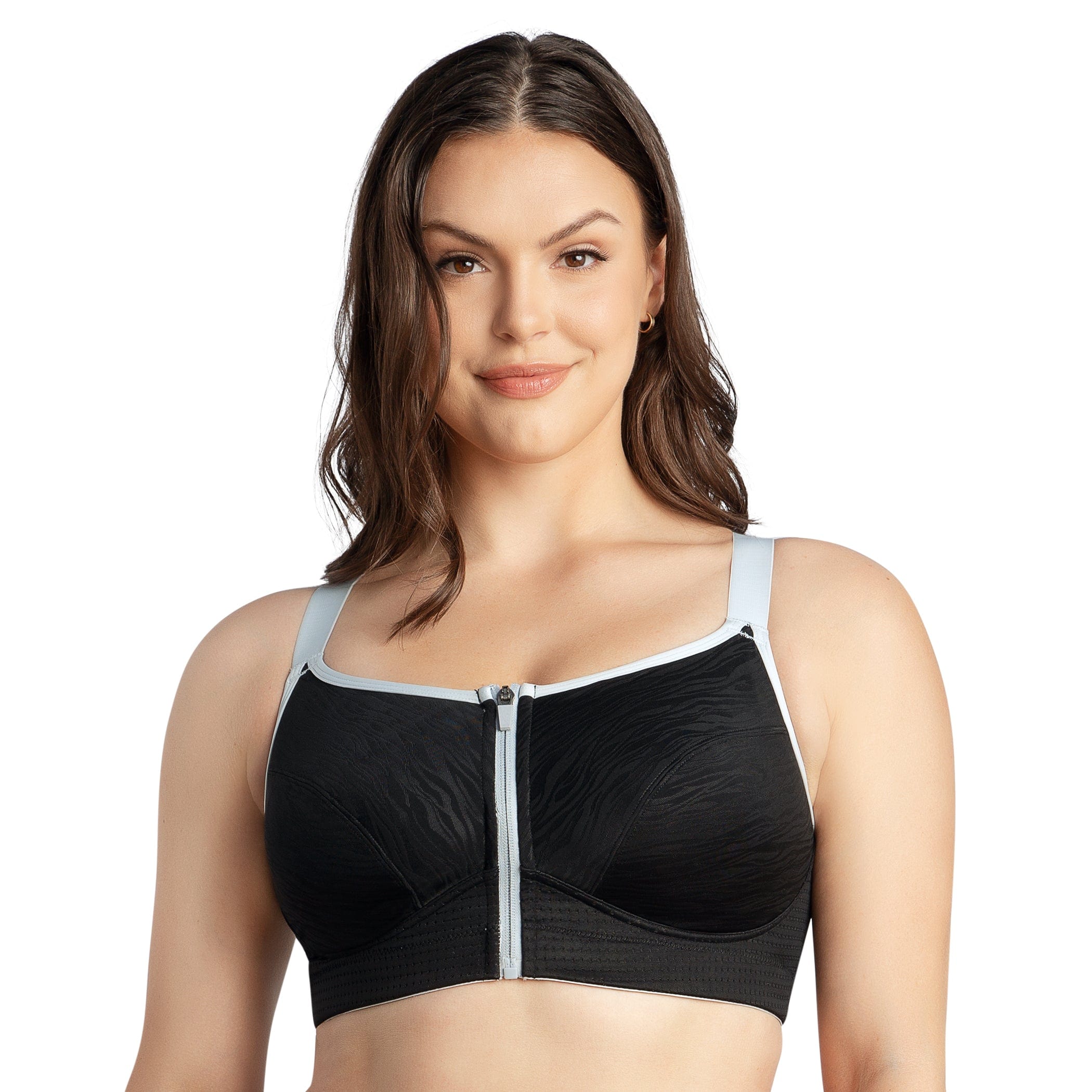 Wave Wire-free Zip Front Sports Bra - Black – Parfait Lingerie