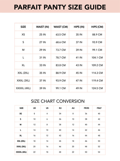 Panty Size Chart – Parfait Lingerie