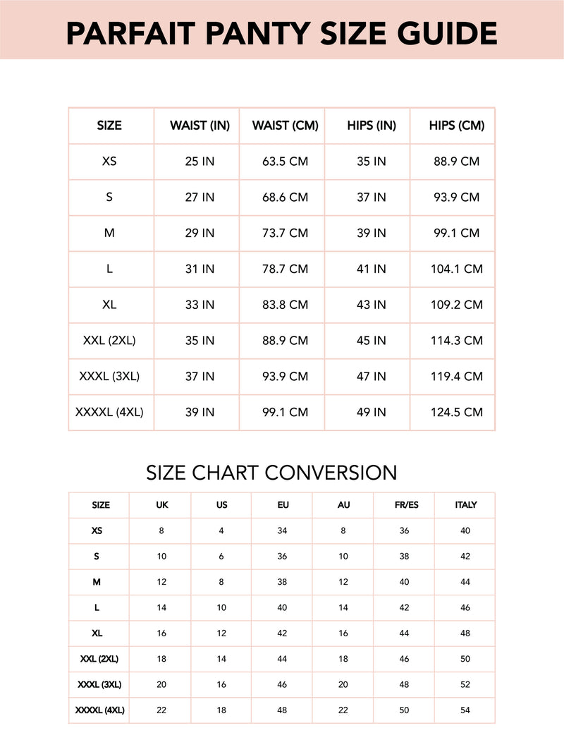 Panty Size Chart – Parfait Lingerie