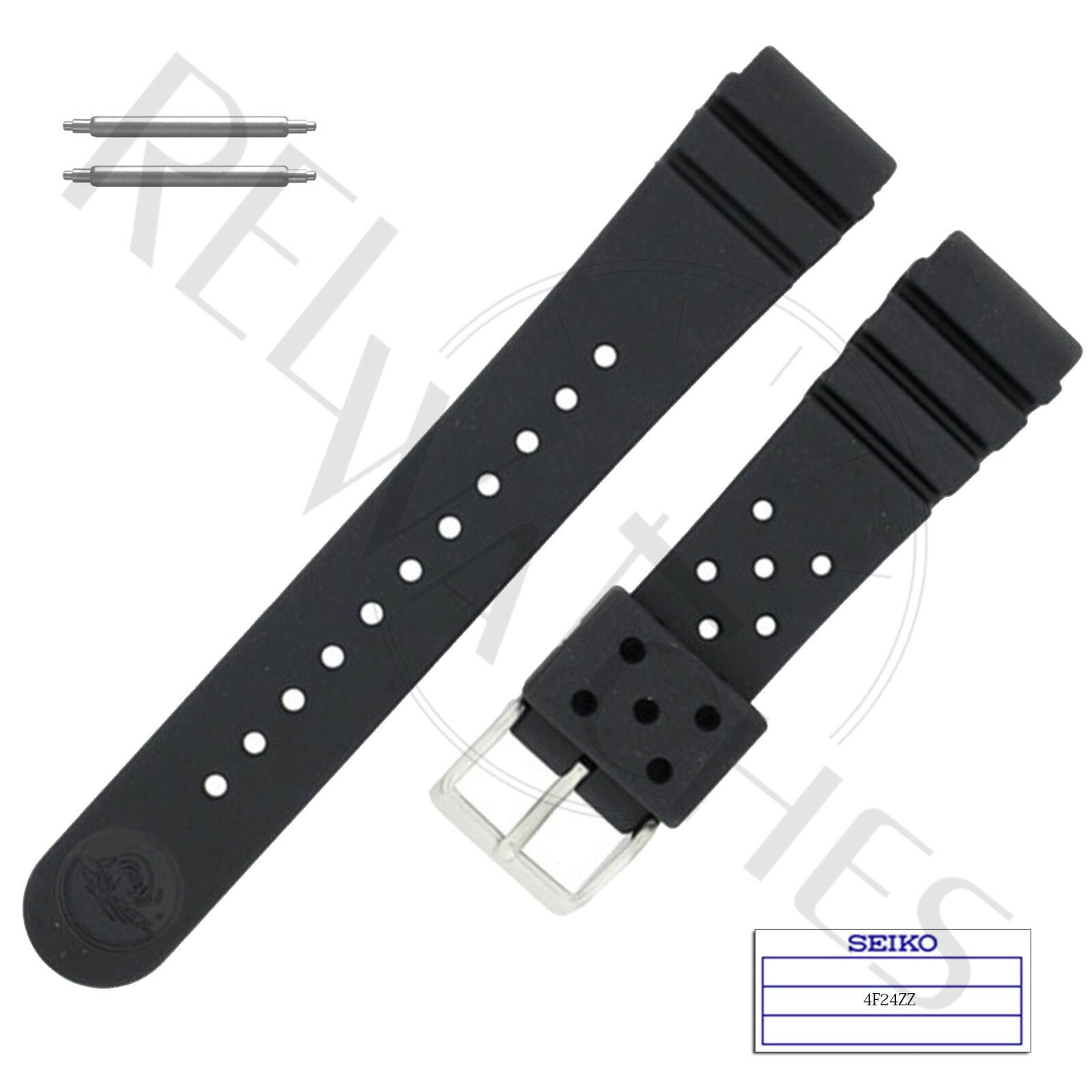 SEIKO 4F24ZZ 22mm Black Rubber Watch Band – REL Watches