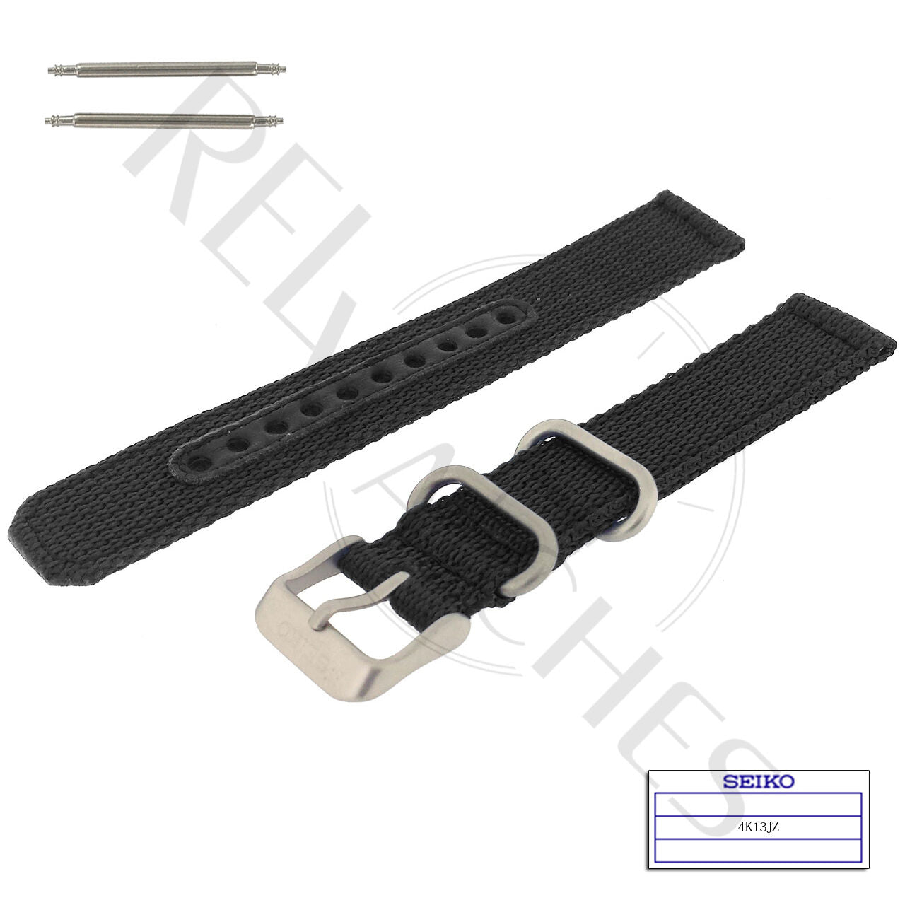 SEIKO 4K13JZ 18mm Black Nylon Watch Band – REL Watches