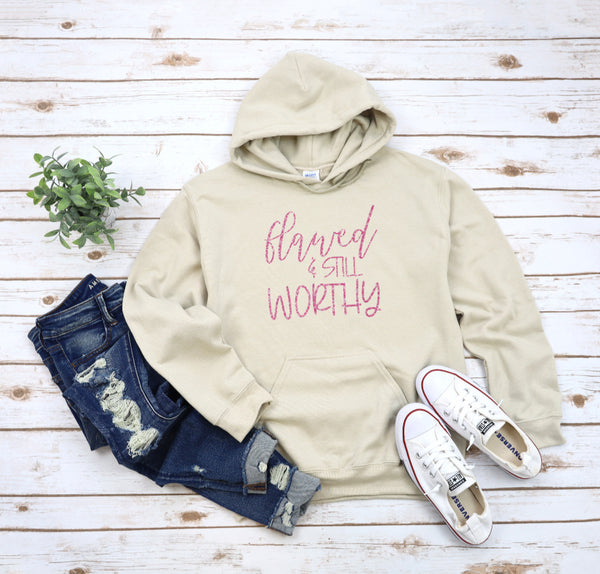 Flawed And Still Worthy Hoodie - Two Billion Hearts