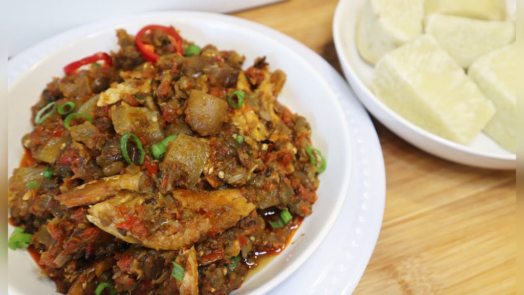 Boiled Yam with Garden Egg Sauce