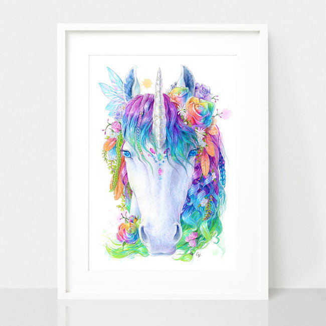 Unicorn Print Rainbow Unicorn Art For Girls Room Earthdrawn Studio