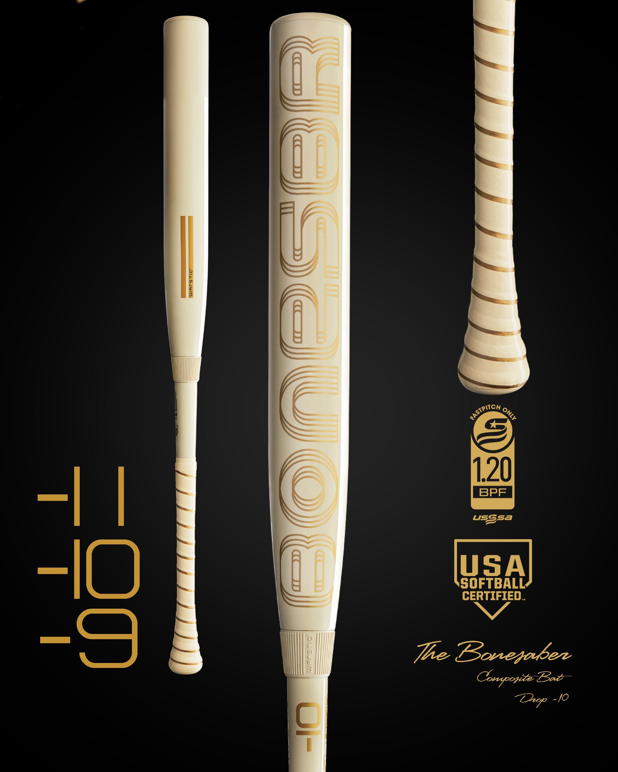 BONESABER USSSA/USA FULL COMPOSITE FASTPITCH BAT - Warstic product image