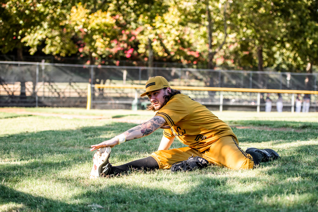 Warstic Woodmen stretching before the game