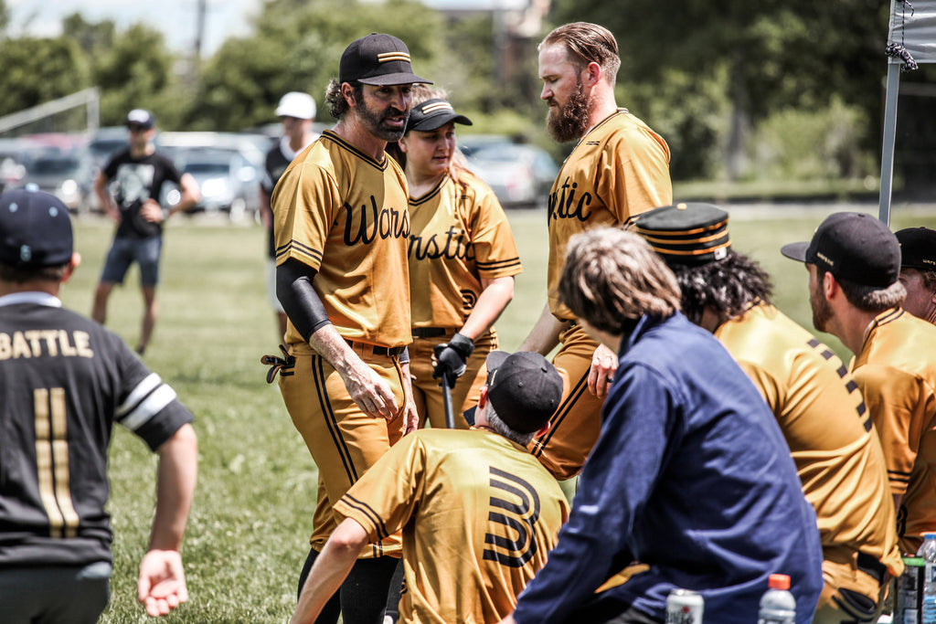 Warstic Woodmen chatting between at bats