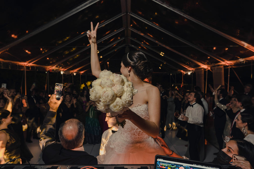 Half Asleep Brides - Isabella - Bride tossing bouquet