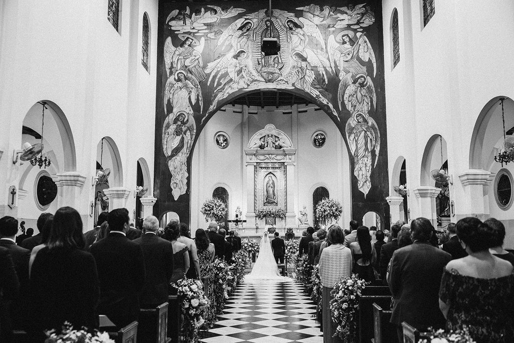 bride and grome - wedding - church - aisle